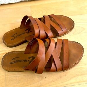 Seven7 light brown flat strappy sandals